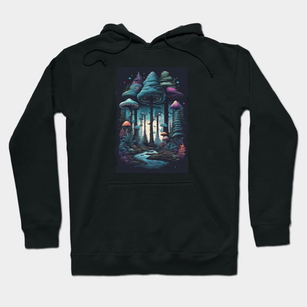 mushroom forest desgin Hoodie by SPIT-36